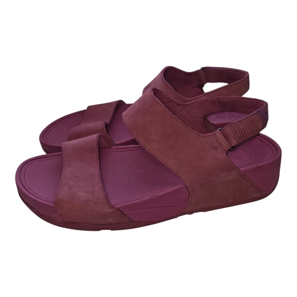 FitFlop cranberry pink suede strappy sandals 10 - Picture 1 of 11